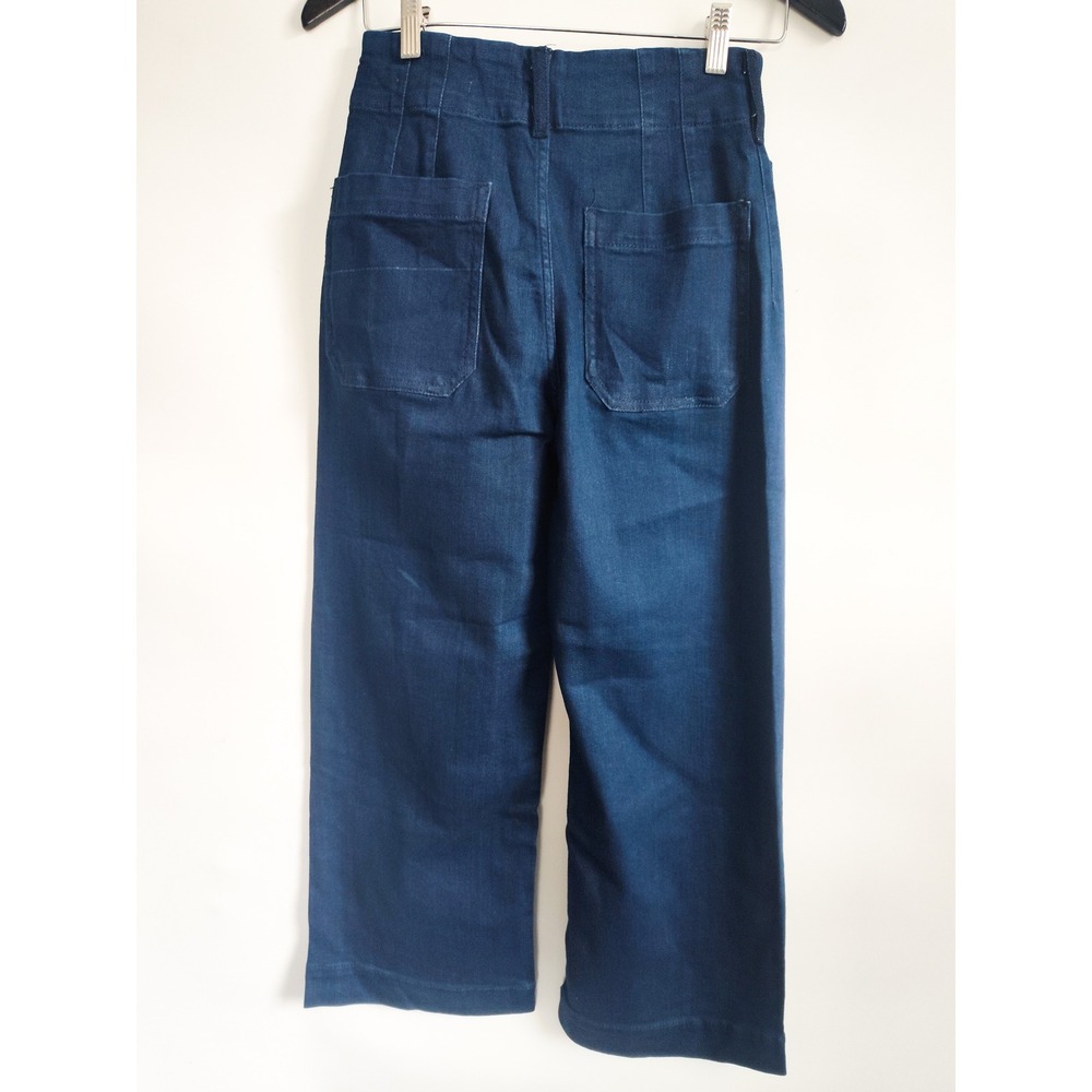 Maeve Wide Leg Crop Jeans in Dark Blue - Picture 6 of 9